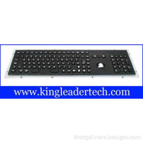 Waterproof black metal industrial keyboard with trackball,